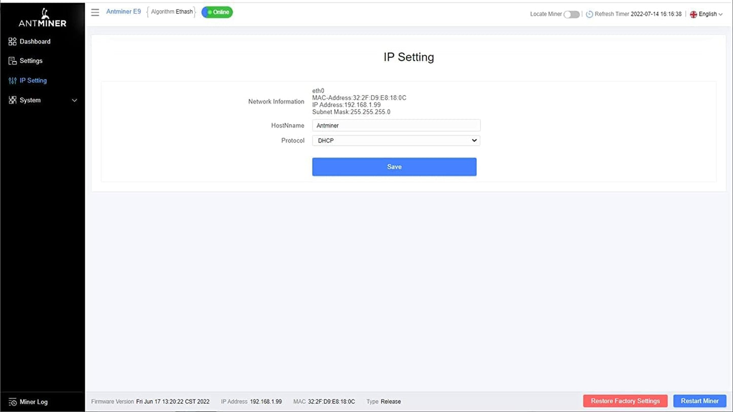 Bitmain Antminer E9 Ethereum 2400MH/s, Crypto Miner Classic ASIC, Mining Ethash/ETH/ETC Algorithm with 2.4GH/s Hash Rate Equal to 25 RTX 3080 Graphic Cards APW12 Power Supply