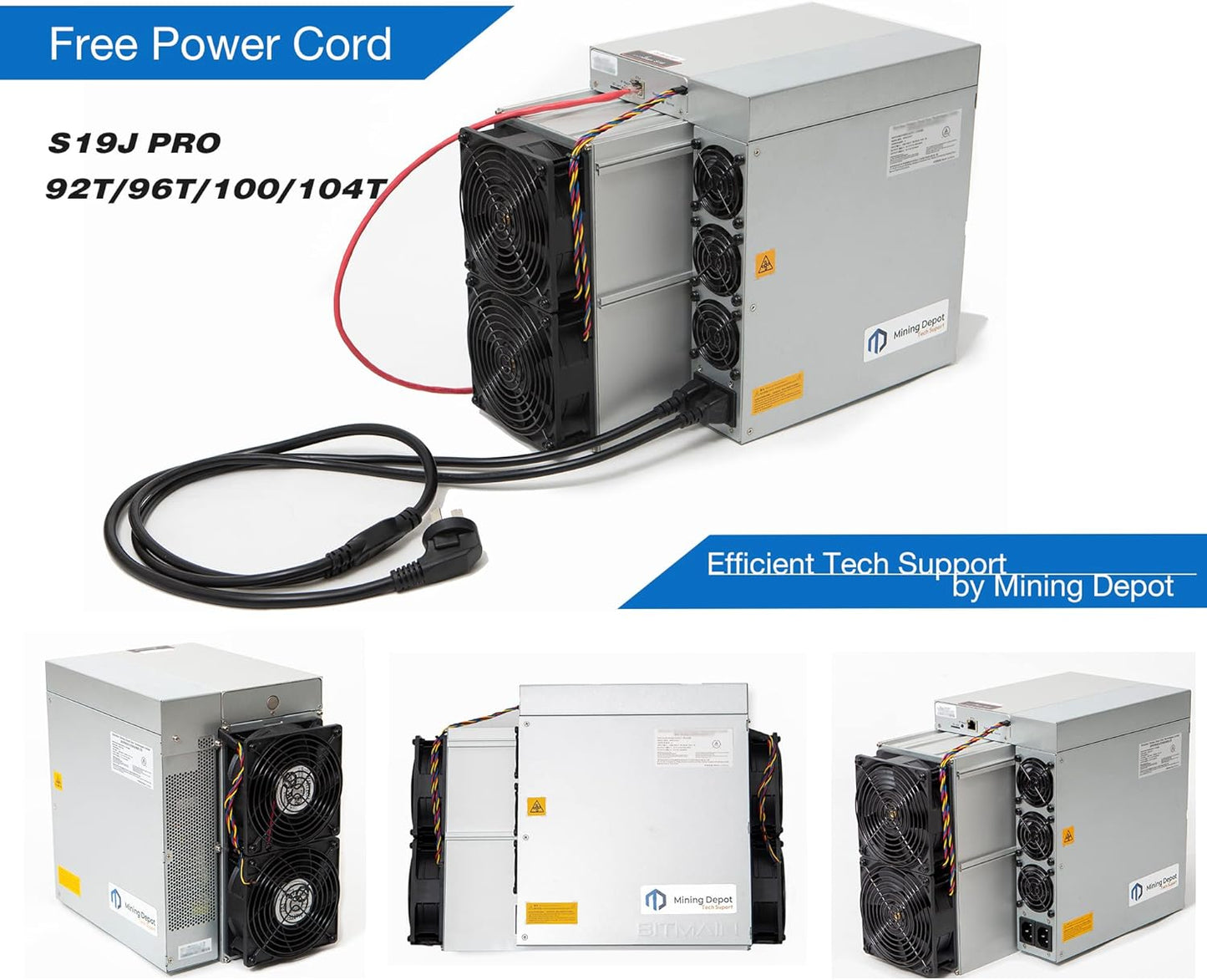 Bitcoin Crypto ASIC Miner - Bitmain Antminer S19J Pro, Efficient Bitcoin Mining Hardware and Tech Solution for BTC/BCH Crypto Mining, 220V PSU and Power Cord Included, 96TH/s, 2832W